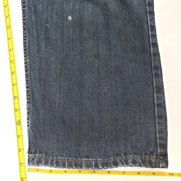 Levi's 559 SIZE 44x30 Relaxed Straight Fit Dark Wash Blue Denim Jeans Mens STAIN - Picture 7 of 10